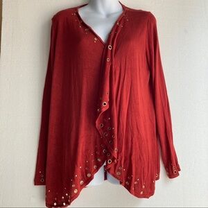 Fontana studded waterfall open cardigan Size L , color Maroon